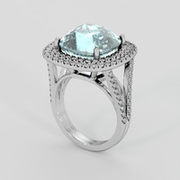 9.30 Ct. Greenish Blue Aquamarine Ring, Silver 2