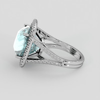9.30 Ct. Greenish Blue Aquamarine Ring, Silver 4