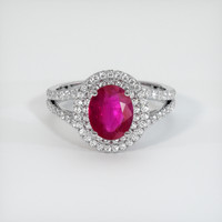 1.24 Ct. Pinkish Red Ruby Ring, 10K White Gold 1