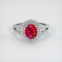 2.00 Ct. Pinkish Red Ruby Ring, 10K White Gold 1