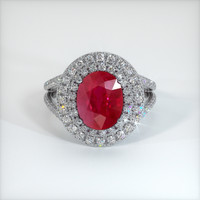 3.08 Ct. Pinkish Red Ruby Ring, 10K White Gold 1