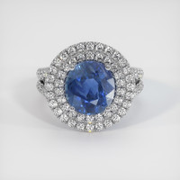 3.80 Ct. Blue Sapphire Ring, 14K White Gold 1