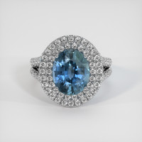 4.33 Ct. Greenish Blue Sapphire Ring, 14K White Gold 1