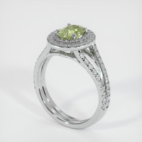 1.10 Ct. Yellowish Green Sapphire Ring, 14K White Gold 2