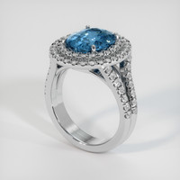 4.33 Ct. Greenish Blue Sapphire Ring, 18K White Gold 2