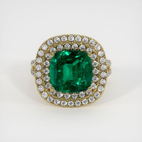 4.39 Ct. Emerald Ring, 18K Yellow Gold 1