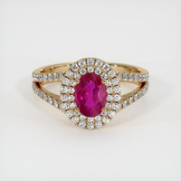 0.97 Ct. Ruby Ring, 18K Yellow Gold 1