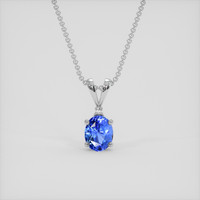 1.24 Ct. Blue Sapphire Pendant, 14K White Gold 1
