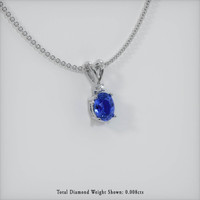 0.74 Ct. Blue Sapphire Pendant, 14K White Gold 2