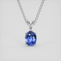 2.10 Ct. Blue Sapphire Pendant, 14K White Gold 1