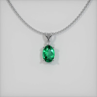0.66 Ct. Emerald Pendant, 18K White Gold 1