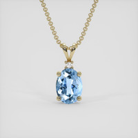 0.95 Ct. Blue Aquamarine Pendant, 14K Yellow Gold 1