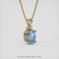 0.95 Ct. Blue Aquamarine Pendant, 14K Yellow Gold 2