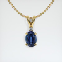 0.97 Ct. Blue Sapphire Pendant, 18K Yellow Gold 1