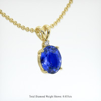 5.06 Ct. Blue Sapphire Pendant, 18K Yellow Gold 2