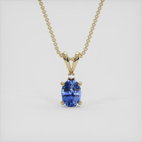 0.98 Ct. Blue Sapphire Pendant, 18K Yellow Gold 1