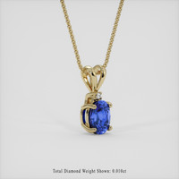 0.98 Ct. Blue Sapphire Pendant, 18K Yellow Gold 2