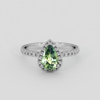 1.16 Ct. Bluish Green Sapphire Ring, Platinum 950 1