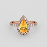 1.58 Ct. Orange Sapphire Ring, 14K Rose Gold 1