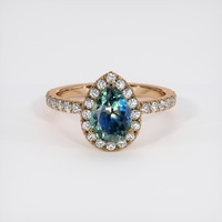 1.83 Ct. Greenish Blue Sapphire Ring, 14K Rose Gold 1