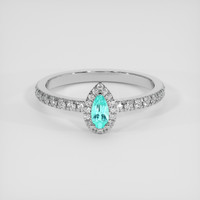 0.16 Ct. Bluish Green Paraiba Tourmaline Ring, 14K White Gold 1
