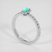 0.16 Ct. Bluish Green Paraiba Tourmaline Ring, 14K White Gold 2