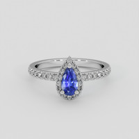 0.60 Ct. Blue Sapphire Ring, 14K White Gold 1