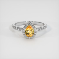 0.80 Ct. Orangish Yellow Sapphire Ring, 14K White Gold 1