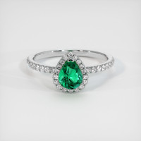 0.56 Ct. Emerald Ring, 18K White Gold 1
