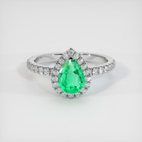 0.86 Ct. Emerald Ring, 18K White Gold 1