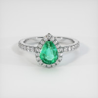 0.83 Ct. Emerald Ring, 18K White Gold 1