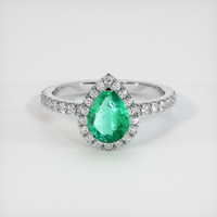 0.95 Ct. Emerald Ring, 18K White Gold 1