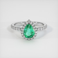 0.77 Ct. Emerald Ring, 18K White Gold 1