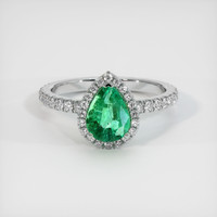 0.83 Ct. Emerald Ring, 18K White Gold 1