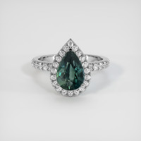 3.05 Ct. Greenish Blue Sapphire Ring, 18K White Gold 1