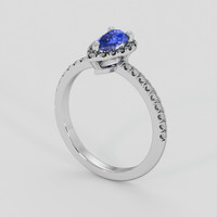 0.60 Ct. Blue Sapphire Ring, 18K White Gold 2