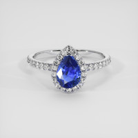 1.05 Ct. Blue Sapphire Ring, 18K White Gold 1
