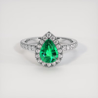 1.01 Ct. Emerald Ring, 18K White Gold 1