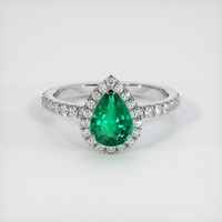 0.82 Ct. Emerald Ring, 18K White Gold 1