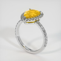 3.10 Ct. Yellow Sapphire Ring, 18K White Gold 2