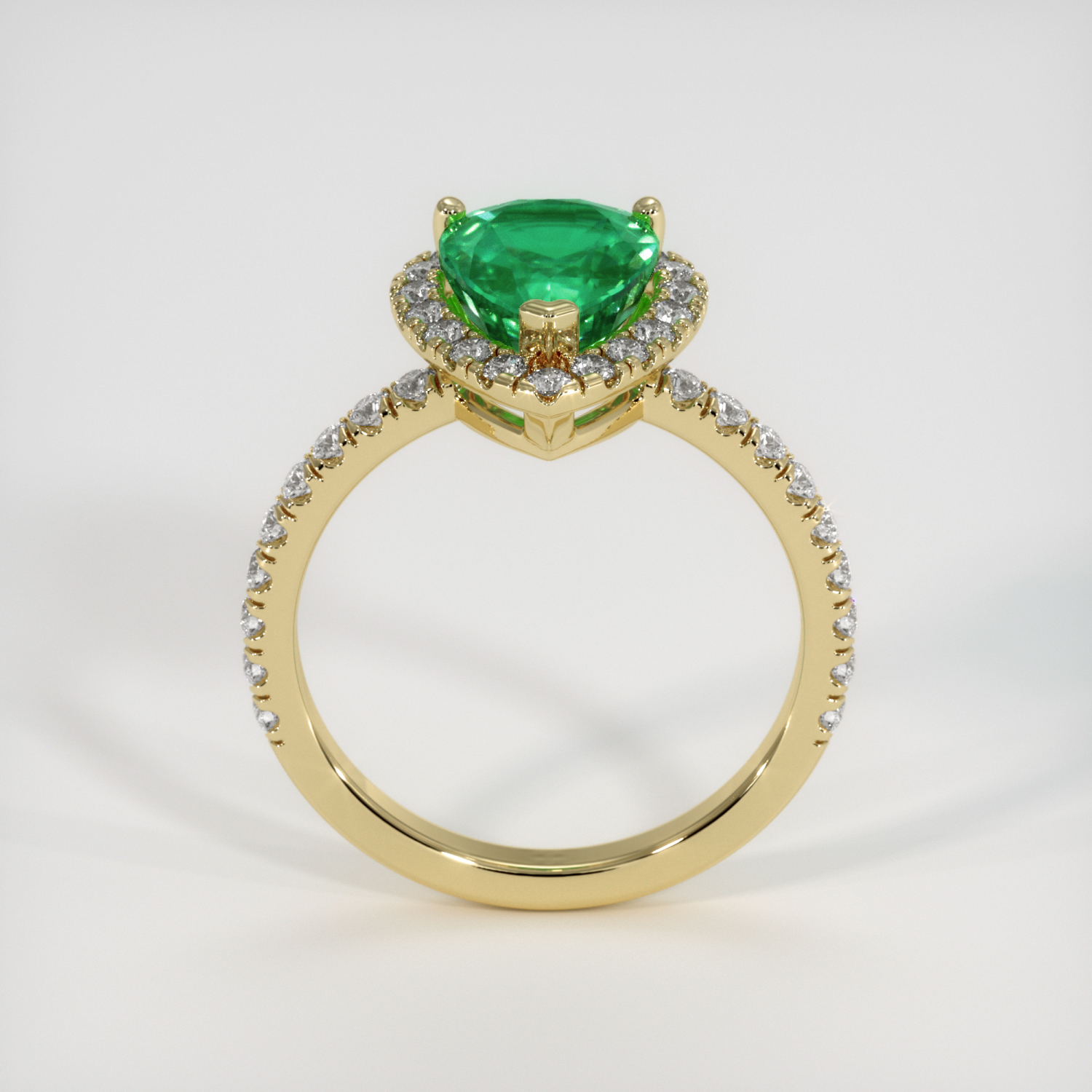 Pave Emerald Ring 1.91 Ct., 18K Yellow Gold