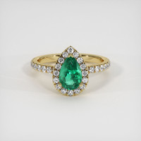 0.91 Ct. Emerald Ring, 18K Yellow Gold 1
