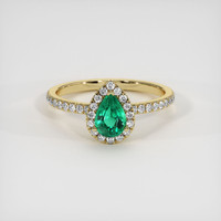 0.74 Ct. Emerald Ring, 18K Yellow Gold 1