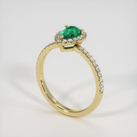 0.74 Ct. Emerald Ring, 18K Yellow Gold 2