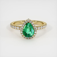 0.83 Ct. Emerald Ring, 18K Yellow Gold 1