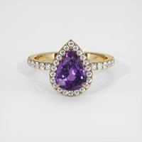 3.29 Ct. Purple Sapphire Ring, 18K Yellow Gold 1