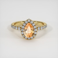 1.13 Ct. Yellowish Orange Sapphire Ring, 18K Yellow Gold 1