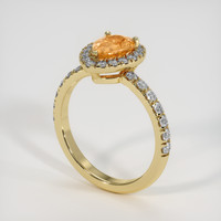 1.13 Ct. Yellowish Orange Sapphire Ring, 18K Yellow Gold 2