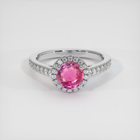1.23 Ct. Pink Sapphire Ring, 18K White Gold 1