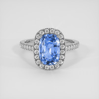 3.61 Ct. Blue Sapphire Ring, 18K White Gold 1